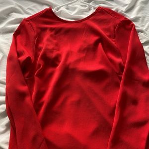 Red Backless Long Sleeve Top